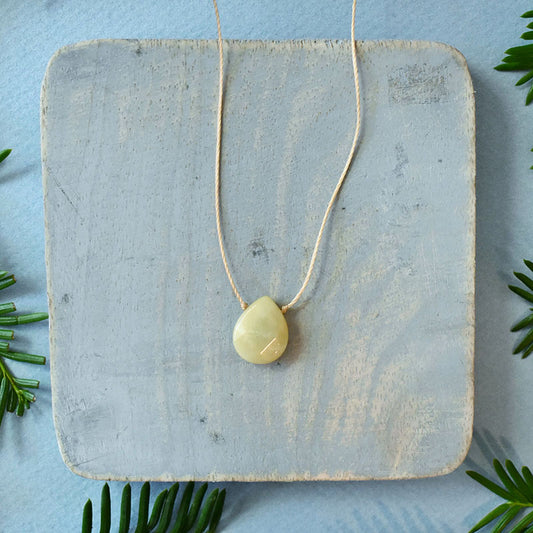 Amazonite & Light Brown Cord Necklace