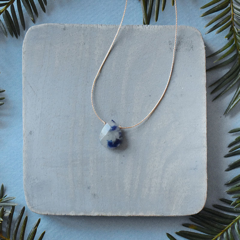 Sodalite & Light Brown Cord Necklace