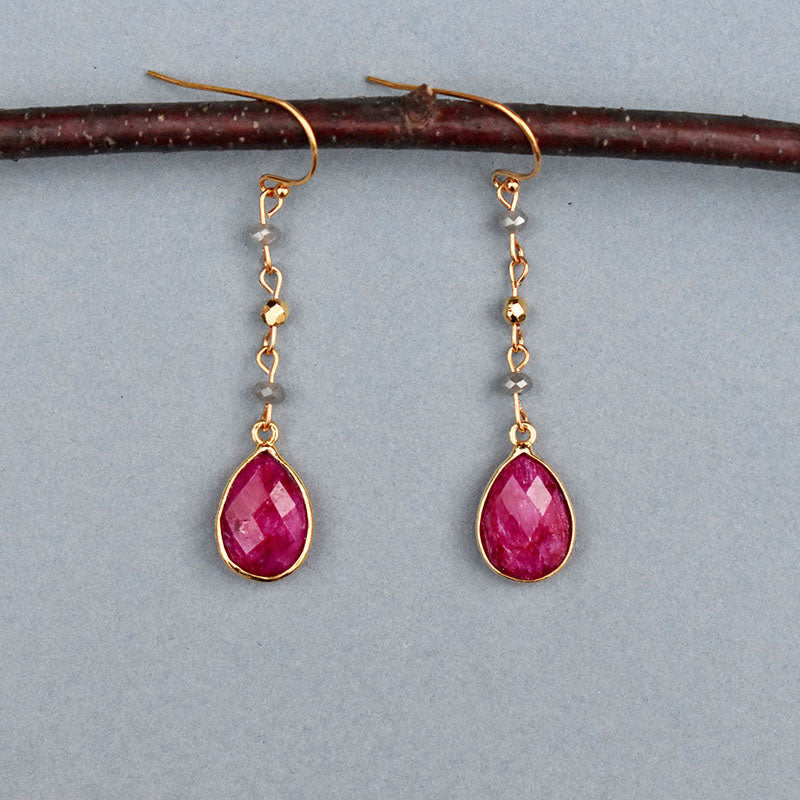 Ruby & Gold Earrings