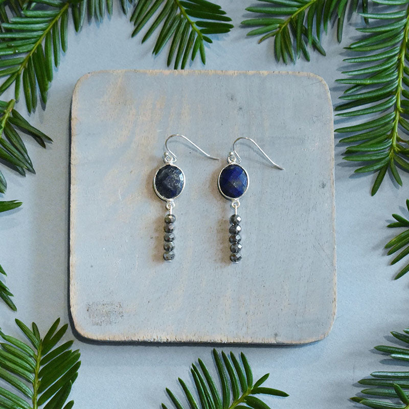 Lapis & Gunmetal Earrings