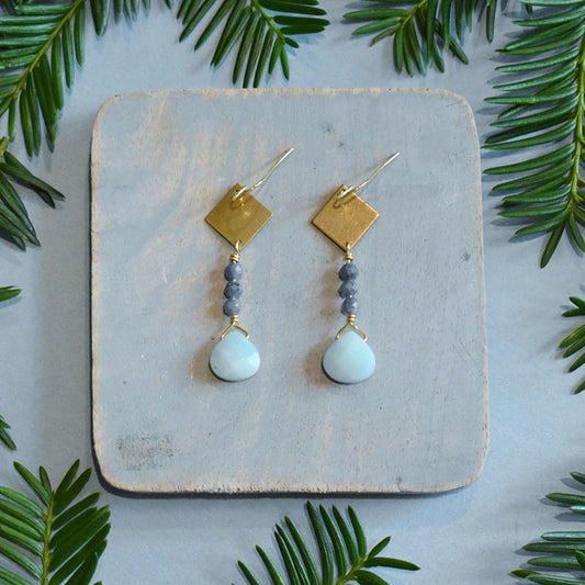 Amazonite & Sapphire Earrings