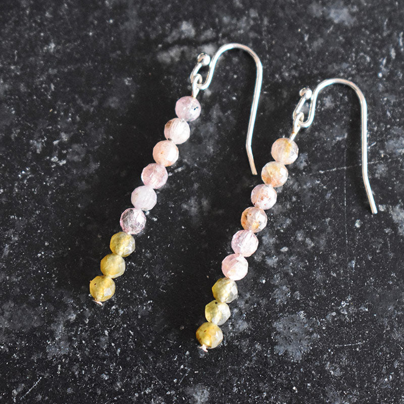 Pink Tourmaline & Labradorite Earrings