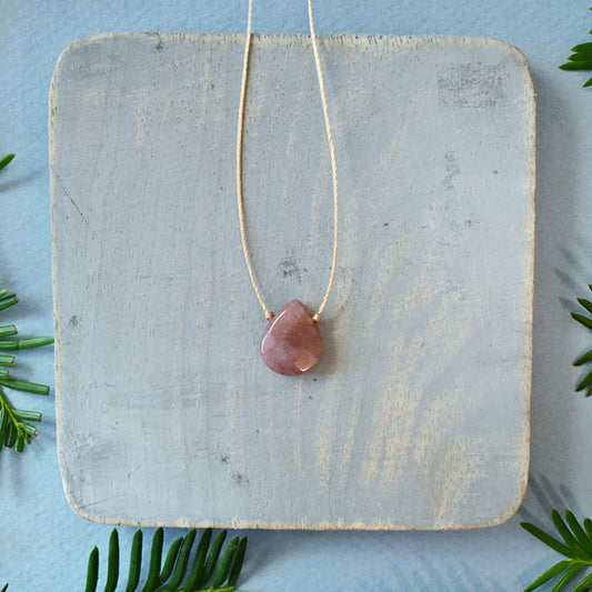 Fancy Jasper & Light Brown Cord Necklace