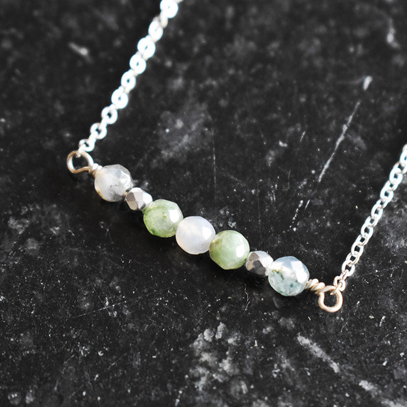 Moss Agate & Silver Necklace