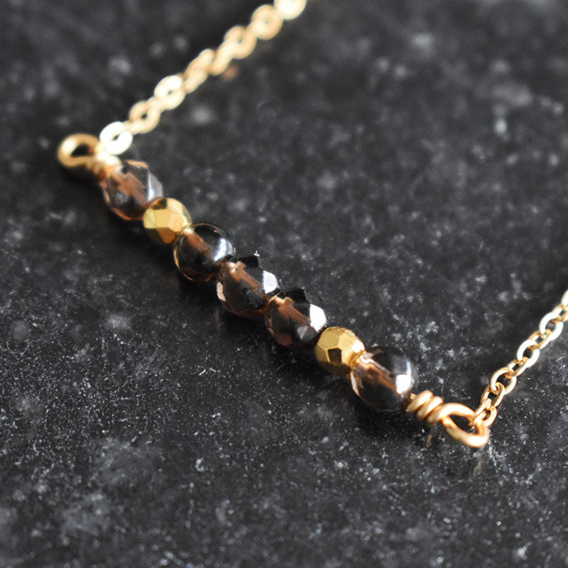 Smoky Quartz & Gold Necklace