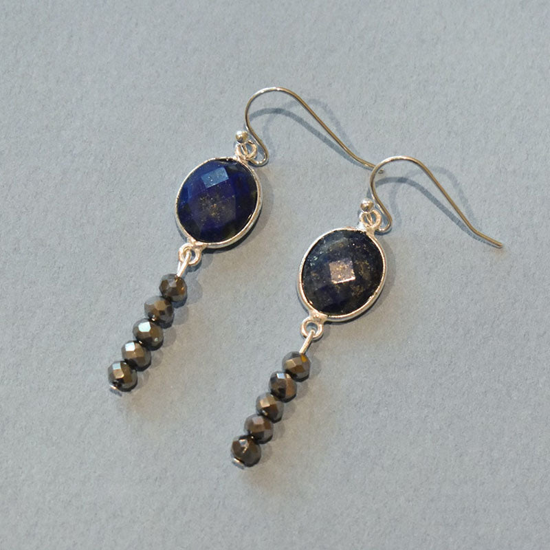 Lapis & Gunmetal Earrings