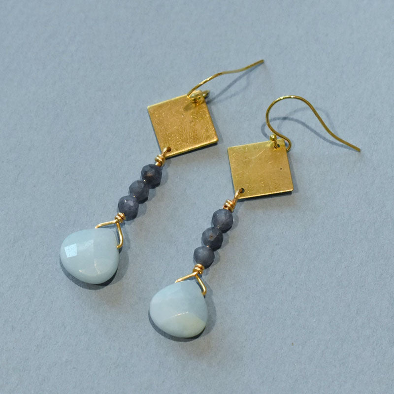 Amazonite & Sapphire Earrings