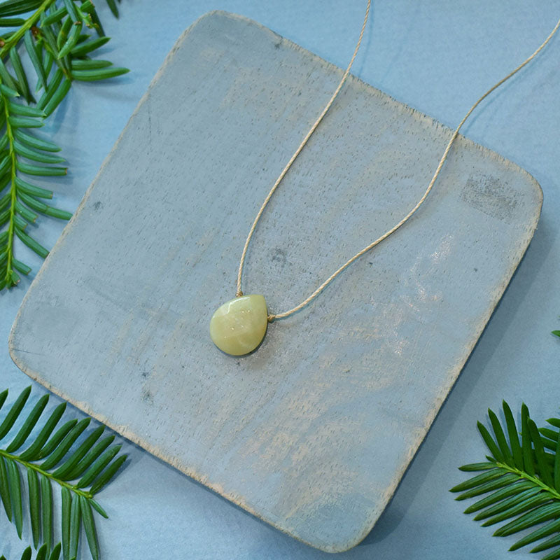 Amazonite & Light Brown Cord Necklace