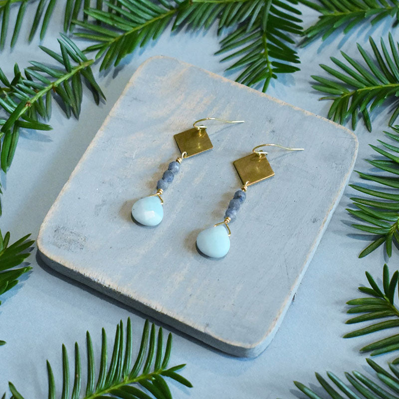 Amazonite & Sapphire Earrings