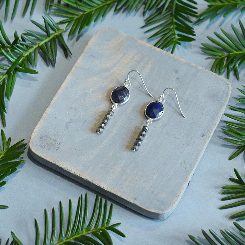 Lapis & Gunmetal Earrings