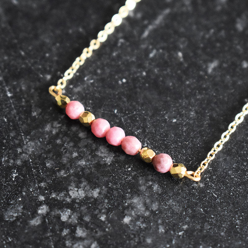 Rhodonite & Gold Necklace