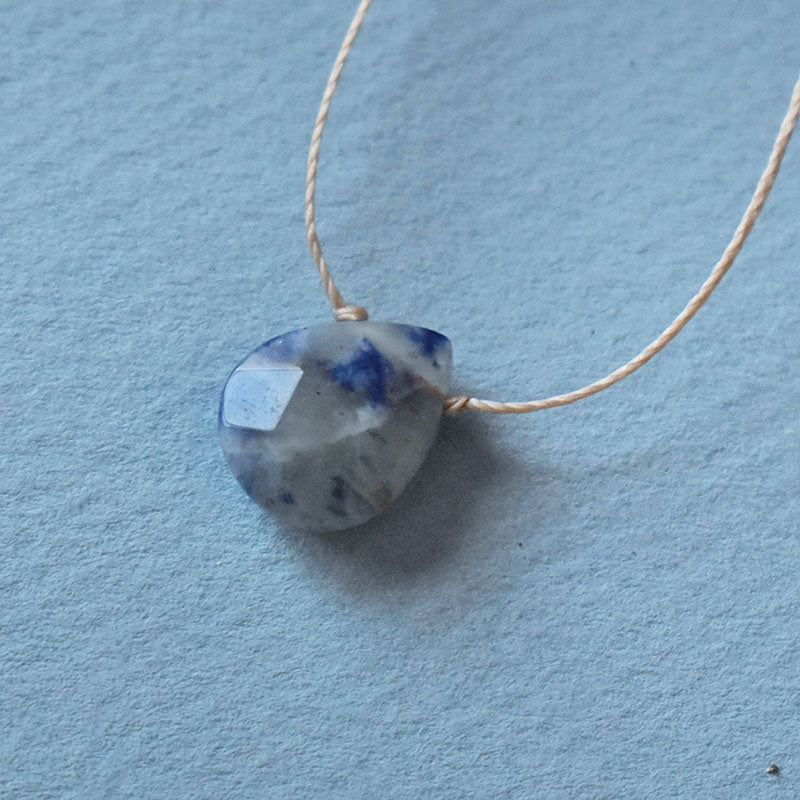 Sodalite & Light Brown Cord Necklace