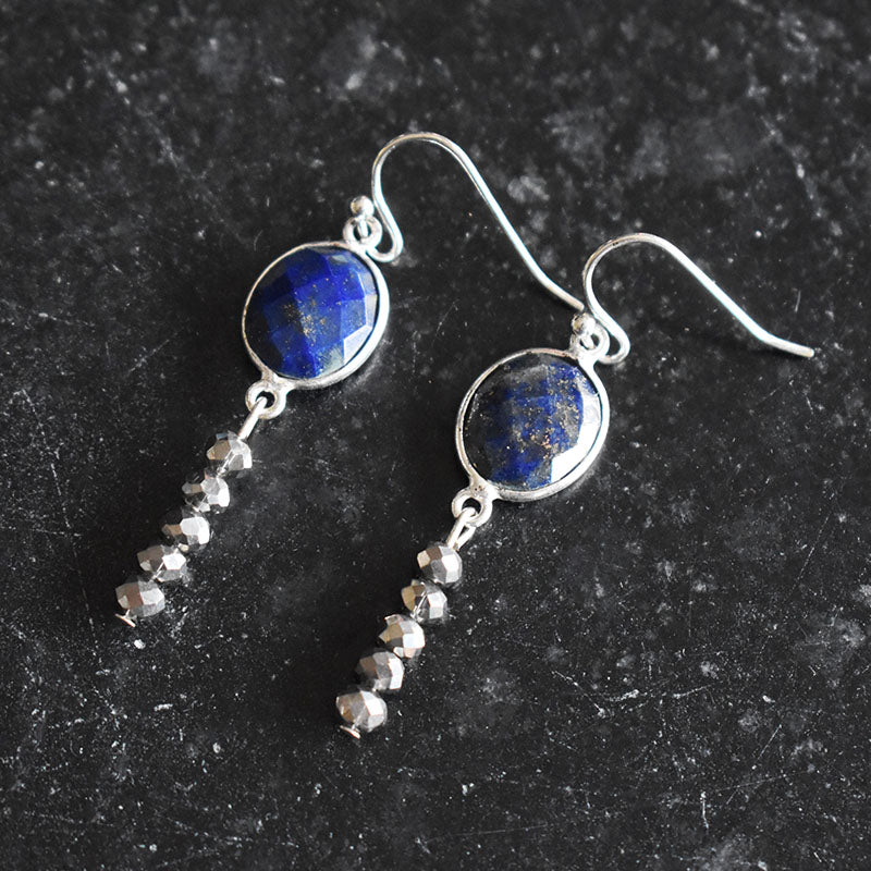 Lapis & Gunmetal Earrings