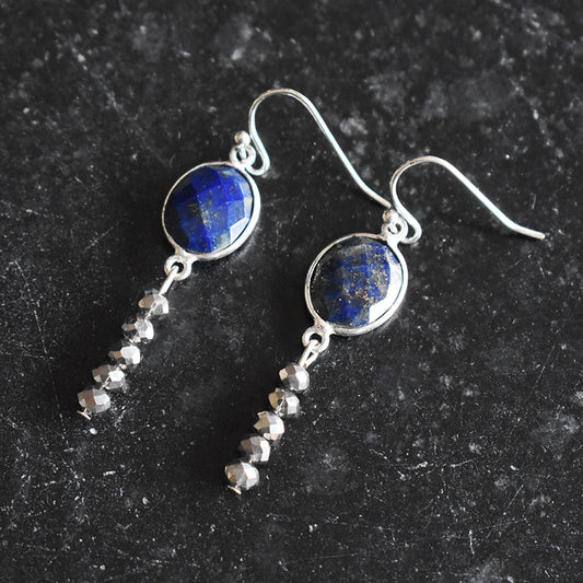 Lapis & Gunmetal Earrings