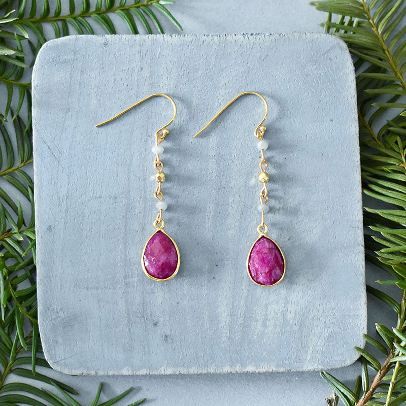 Ruby & Gold Earrings