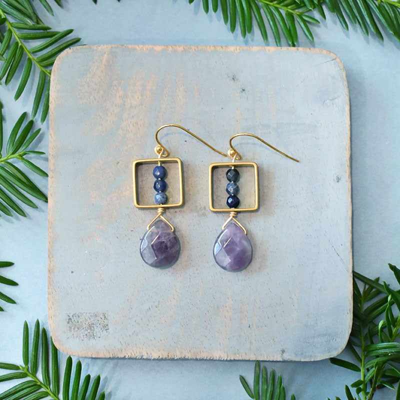 Amethyst & Sodalite Earrings