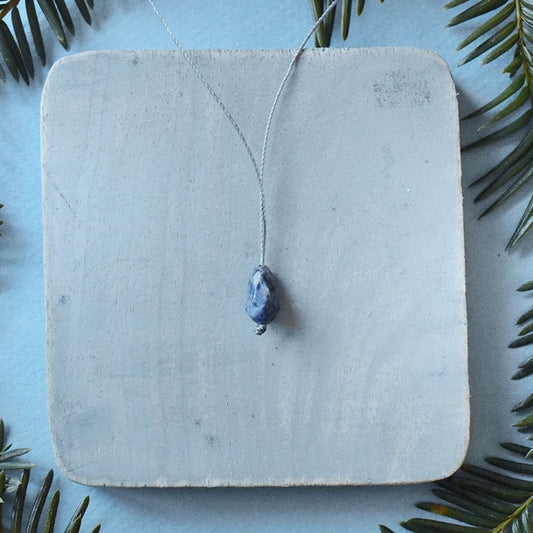 Sodalite Drop & Gray Cord Necklace