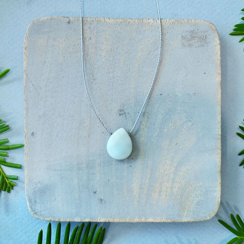 Amazonite & Gray Cord Necklace