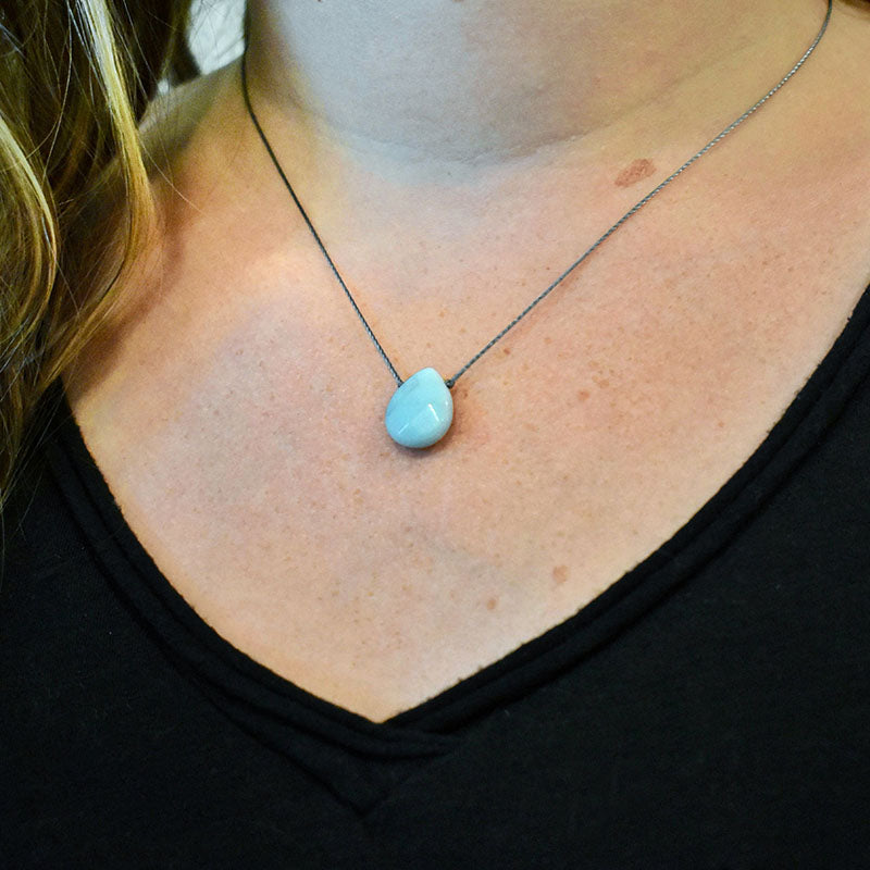 Amazonite & Gray Cord Necklace