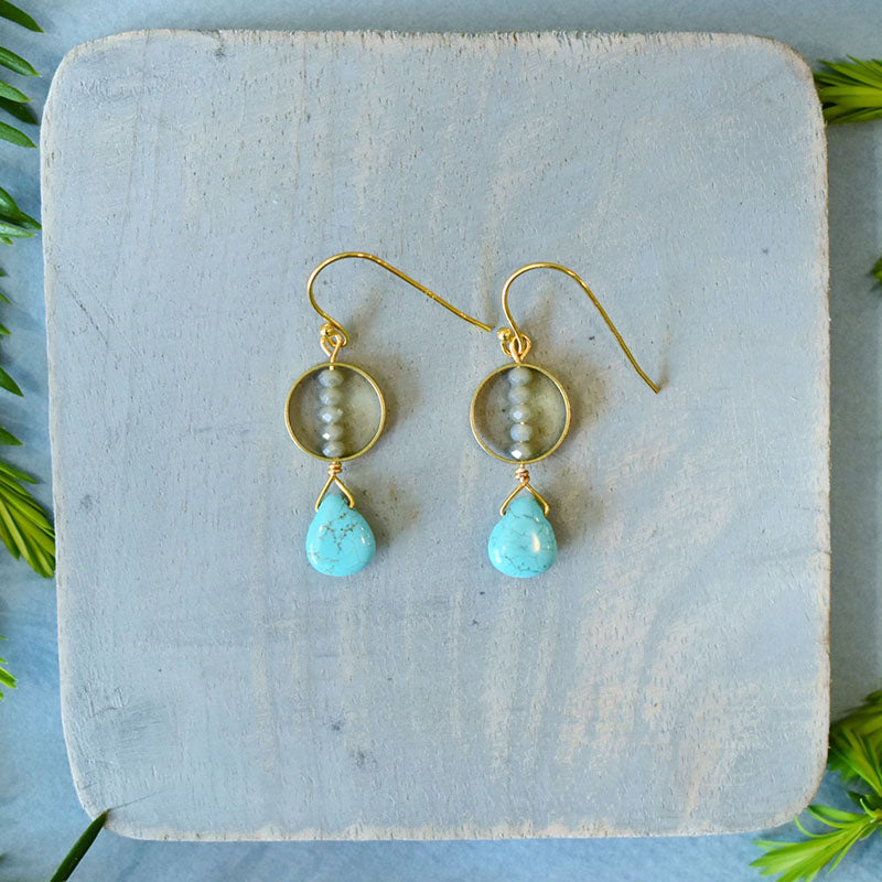 Turquoise & Gray Earrings