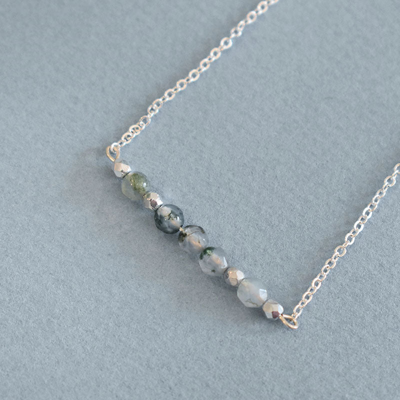 Moss Agate & Silver Necklace