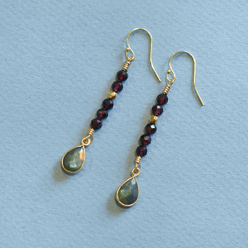 Labradorite & Garnet Earrings