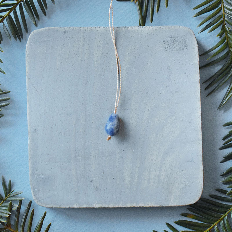 Sodalite Drop & Light Brown Cord Necklace