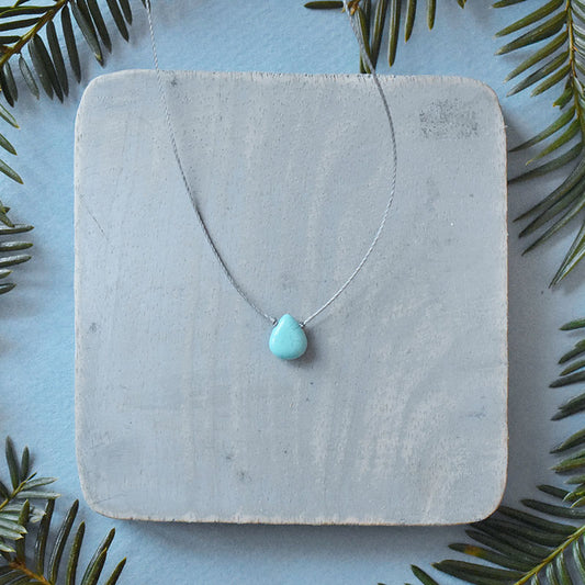 Turquoise & Gray Cord Necklace