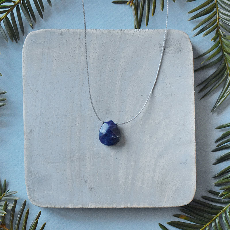 Sodalite & Gray Cord Necklace