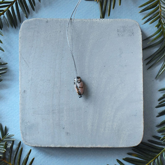 Rhodonite Drop & Gray Cord Necklace