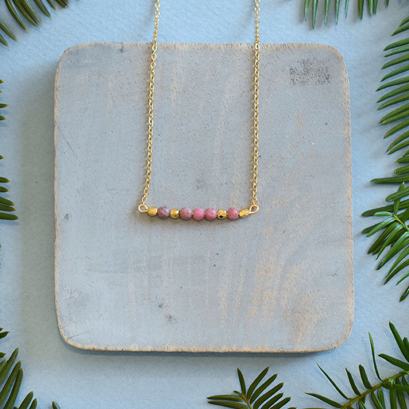 Rhodonite & Gold Necklace