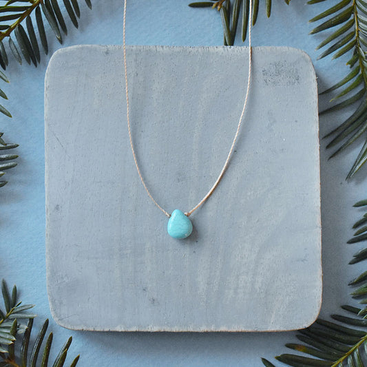 Turquoise & Light Brown Cord Necklace