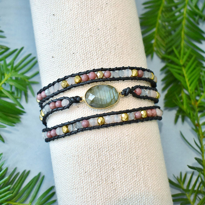 Labradorite & Rose - 3 Wrap