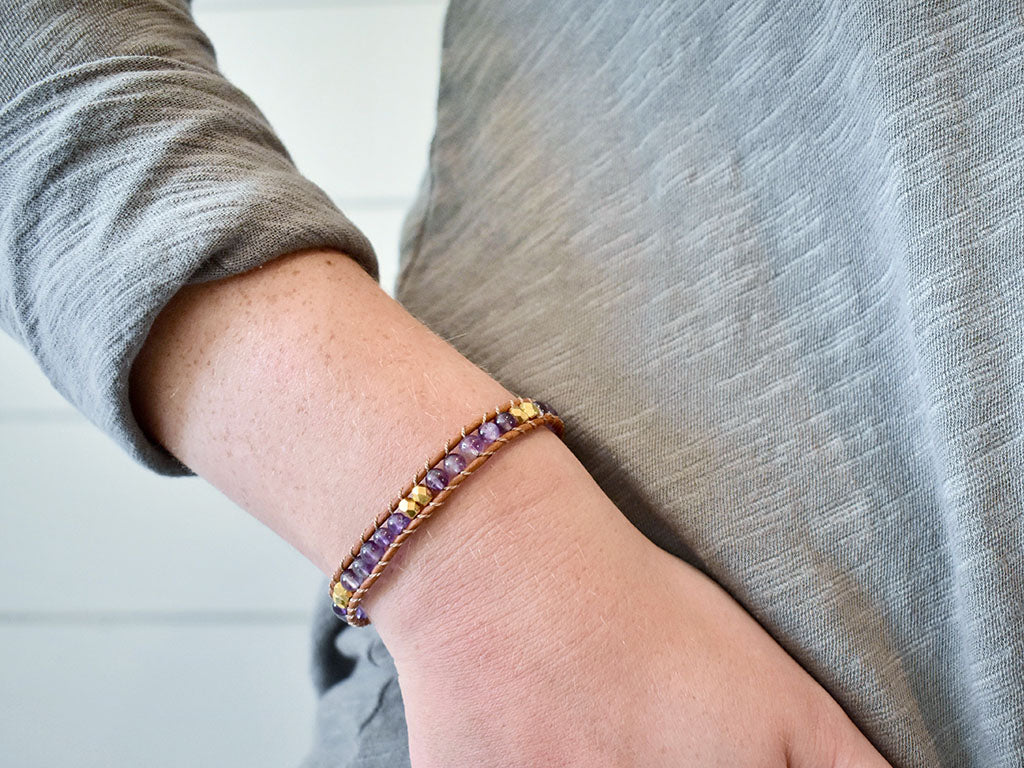 Amethyst & Gold - 1 Wrap