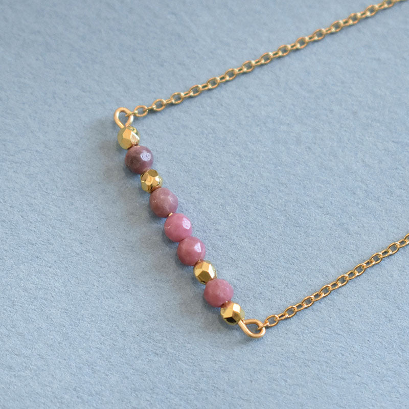 Rhodonite & Gold Necklace