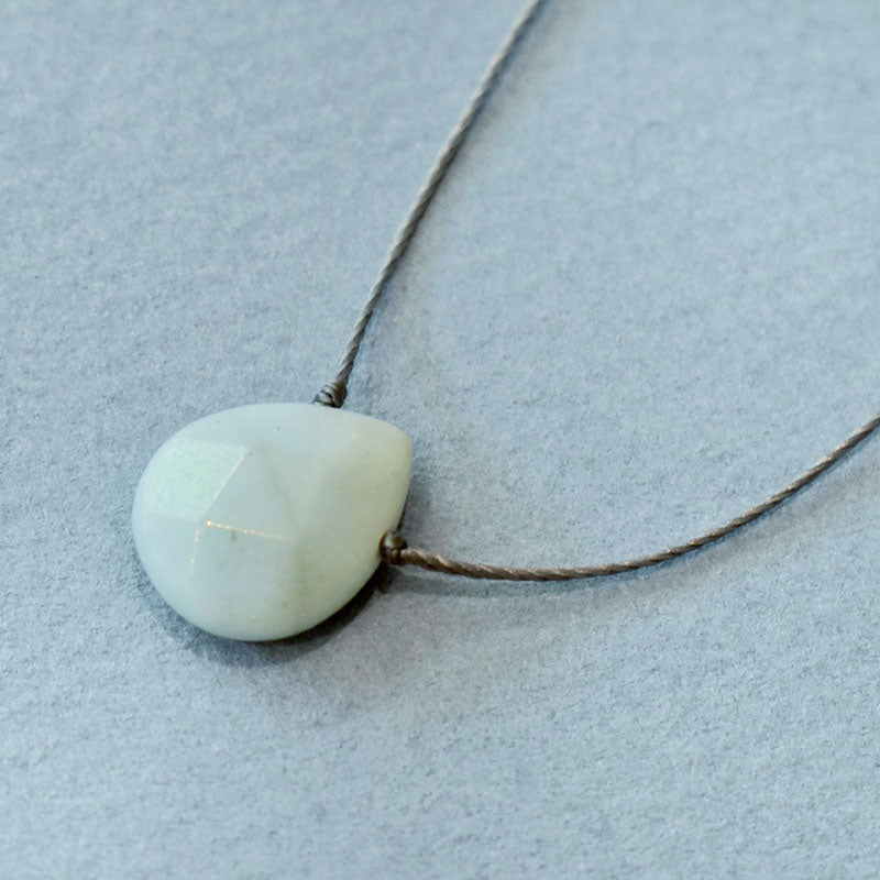 Amazonite & Gray Cord Necklace