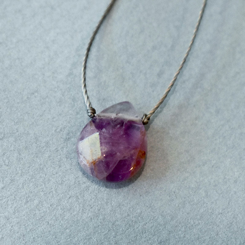 Amethyst & Gray Cord Necklace