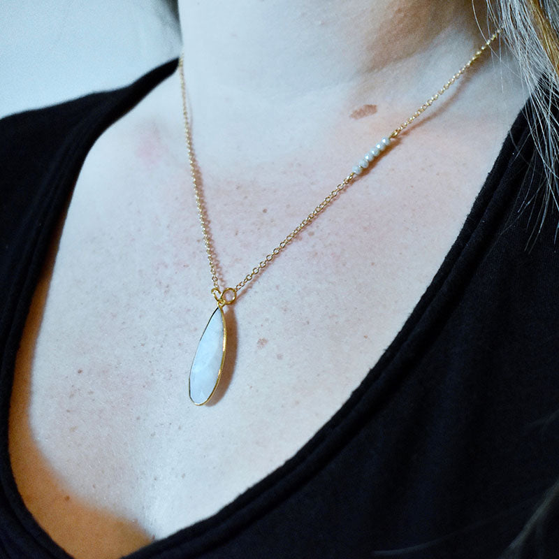 Moonstone & Pewter Necklace