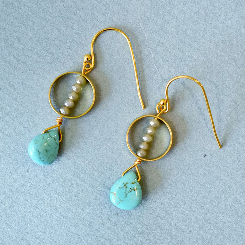 Turquoise & Gray Earrings