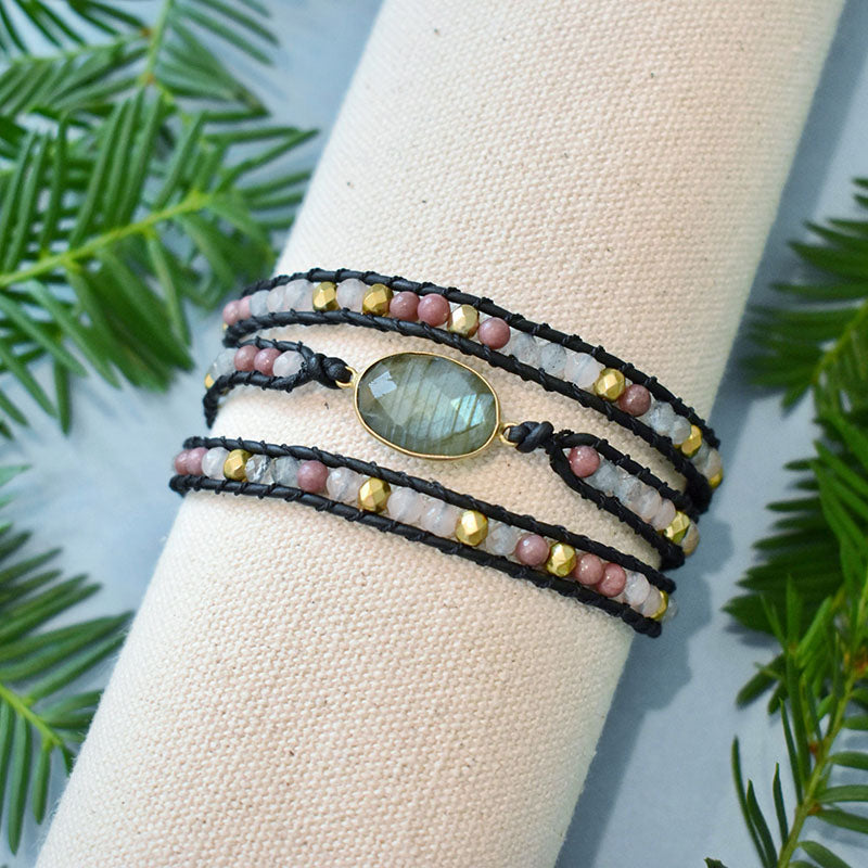 Labradorite & Rose - 3 Wrap