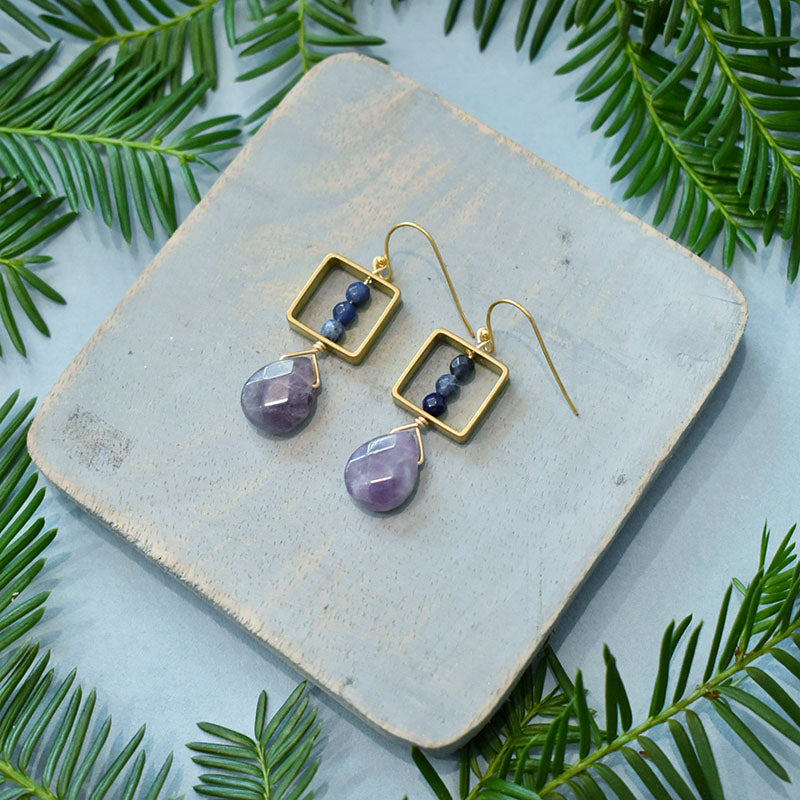 Amethyst & Sodalite Earrings