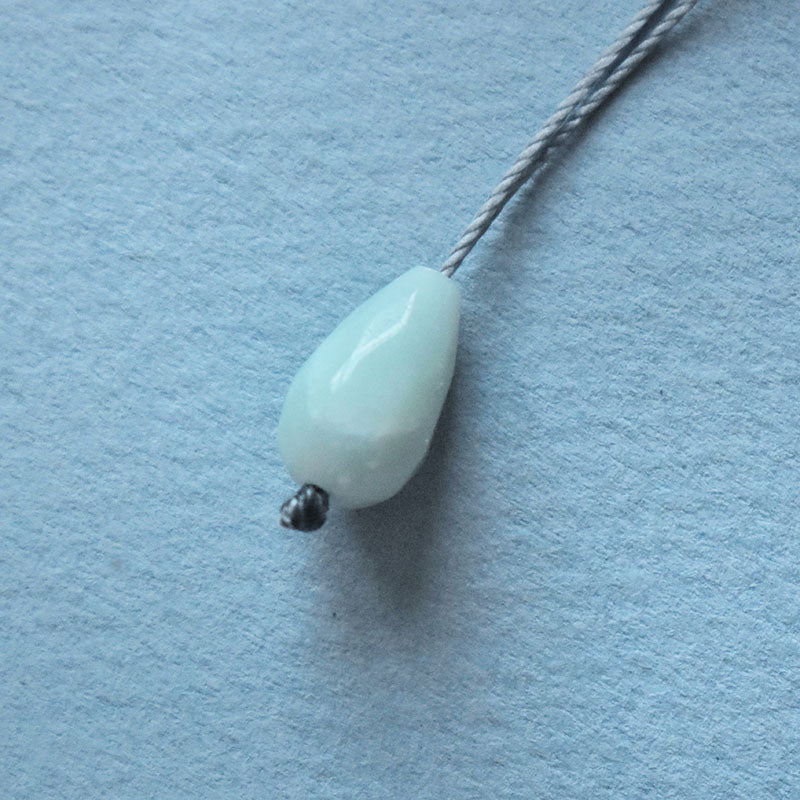 Amazonite Drop & Gray Cord Necklace