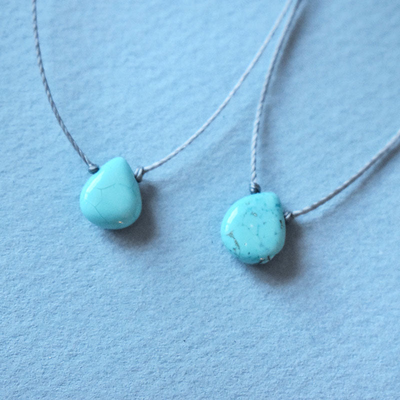 Turquoise & Gray Cord Necklace