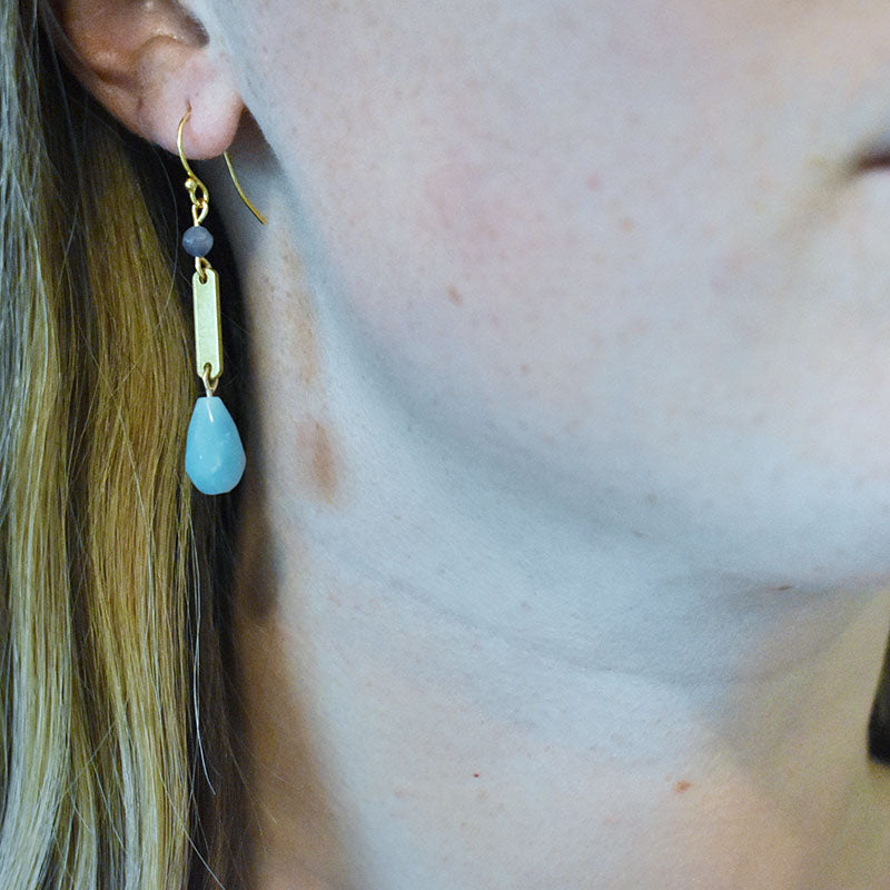 Amazonite & Sapphire Earrings