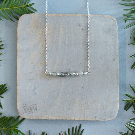 Moss Agate & Silver Necklace