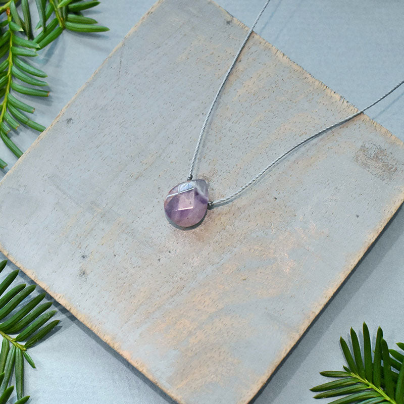 Amethyst & Gray Cord Necklace