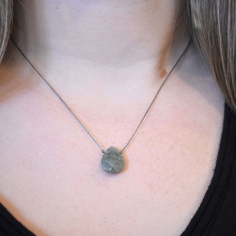 Ocean Jasper & Gray Cord Necklace