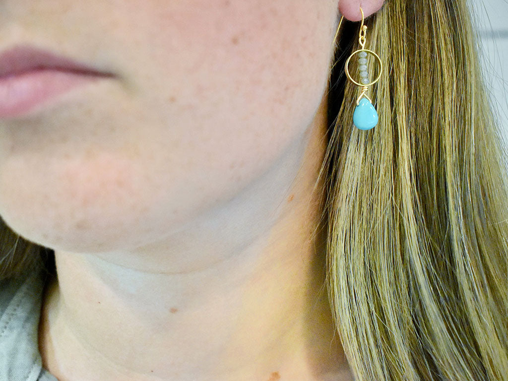 Turquoise & Gray Earrings