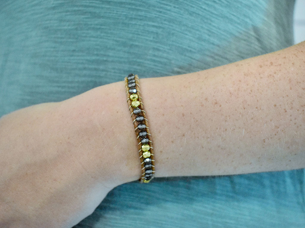 Smoky Quartz & Gold - 1 Wrap