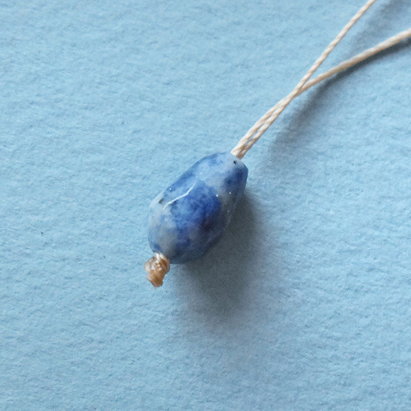 Sodalite Drop & Light Brown Cord Necklace